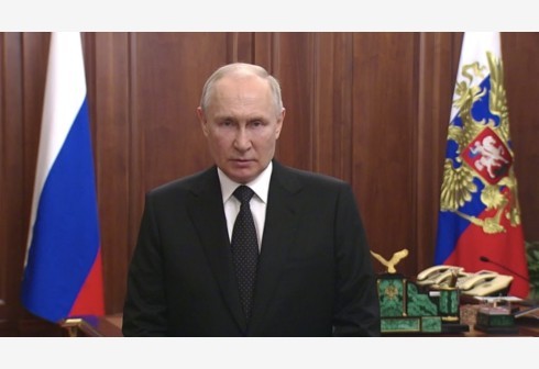 6月24日，俄罗斯总统普京发表电视讲话。